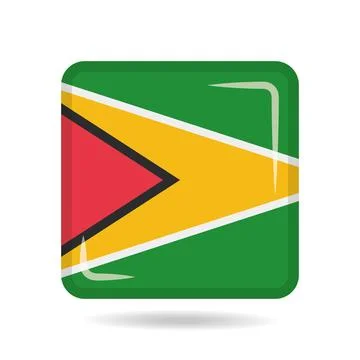 Square shape icon of the national flag of Guyana Vector illustration 스톡 일러스트