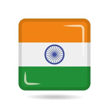 Square shape icon of the national flag of India Vector illustration Stock Illustration
