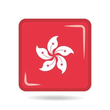 Square shape icon of the national flag of Hong Kong Vector illustration Stock Illustration