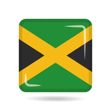 Square shape icon of the national flag of Jamaica Vector illustration Stock Illustration