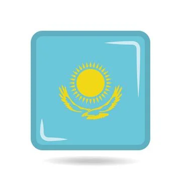 Square shape icon of the national flag of Kazakhstan Vector illustration Stock Illustration