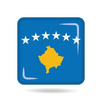Square shape icon of the national flag of Kosovo Vector illustration Stock Illustration
