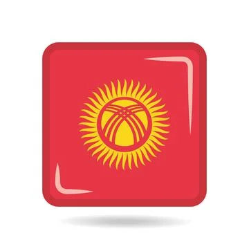 Square shape icon of the national flag of Kyrgyzstan Vector illustration Stock-Illustration