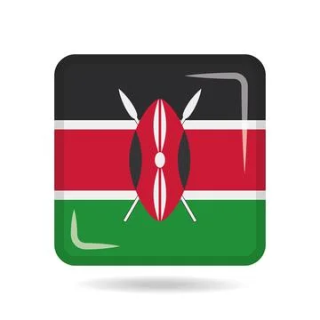 Square shape icon of the national flag of Kenya Vector illustration Stock Illustration