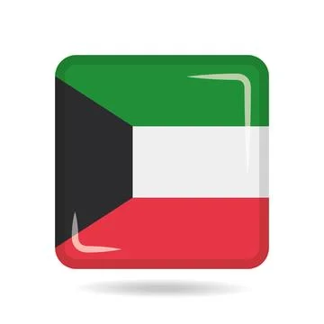 Square shape icon of the national flag of Kuwait Vector illustration Stock Illustration