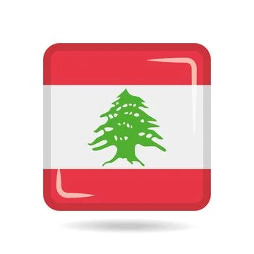 Square shape icon of the national flag of Lebanon Vector illustration Stock Illustration