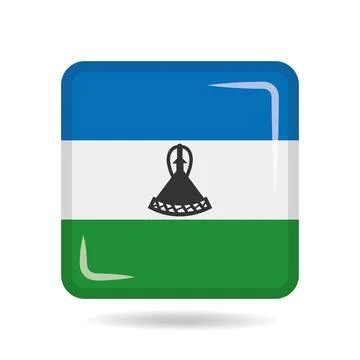 Square shape icon of the national flag of Lesotho Vector illustration Stock Illustration