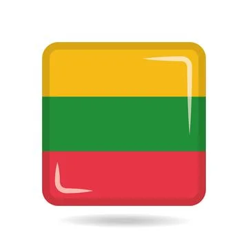 Square shape icon of the national flag of Lithuania Vector illustration Stock Illustration