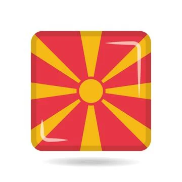 Square shape icon of the national flag of Macedonia Vector illustration Stock Illustration