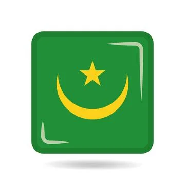 Square shape icon of the national flag of Mauritania Vector illustration Stock Illustration