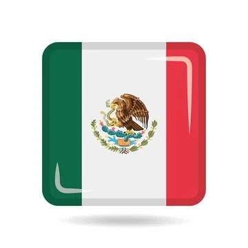 Square shape icon of the national flag of Mexico Vector illustration Stock Illustration