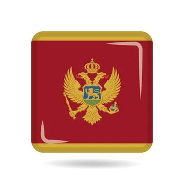 Square shape icon of the national flag of Montenegro Vector illustration Stock Illustration