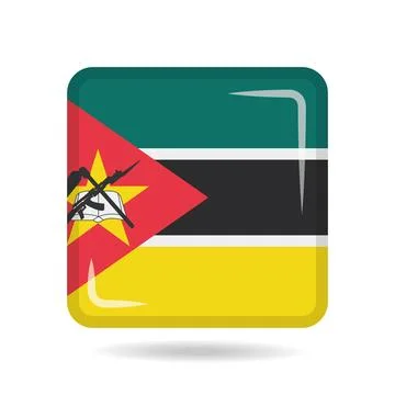 Square shape icon of the national flag of Mozambique Vector illustration Stock Illustration