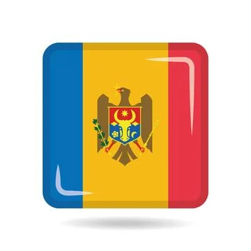 Square shape icon of the national flag of Moldova Vector illustration Stock Illustration