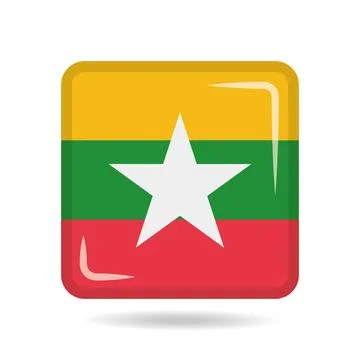 Square shape icon of the national flag of Myanmar Vector illustration Stock Illustration