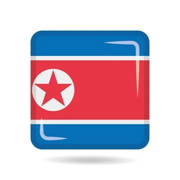 Square shape icon of the national flag of North Korea Vector illustration Stock Illustration