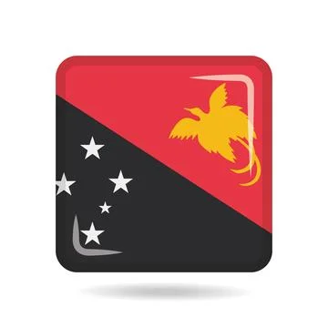 Square shape icon of the national flag of Papua New Guinea Vector illustratio Stockillustratie