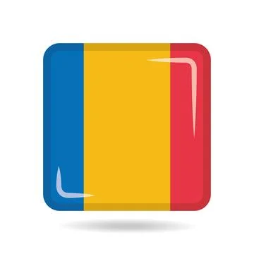 Square shape icon of the national flag of Romania Vector illustration Stock Illustration