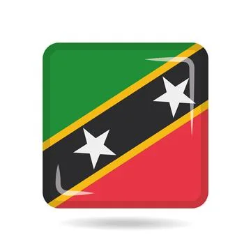 Square shape icon of the national flag of Saint Kitts and Nevis Vector illu.. Stock Illustration