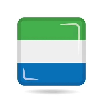 Square shape icon of the national flag of Sierra Leone Vector illustration Stock Illustration