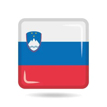 Square shape icon of the national flag of Slovenia Vector illustration Stock Illustration