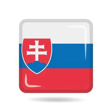 Square shape icon of the national flag of Slovakia Vector illustration Stock Illustration