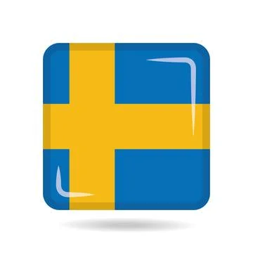 Square shape icon of the national flag of Sweden Vector illustration Stock Illustration