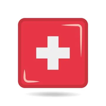 Square shape icon of the national flag of Switzerland Vector illustration Stock Illustration