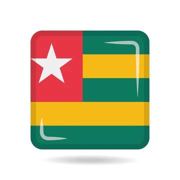 Square shape icon of the national flag of Togo Vector illustration Stock Illustration