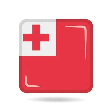 Square shape icon of the national flag of Tonga Vector illustration Stock Illustration