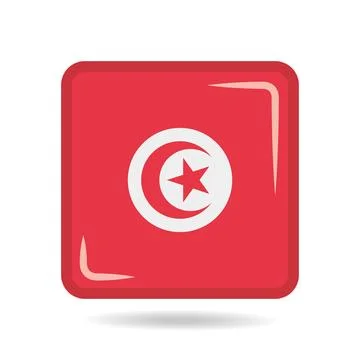 Square shape icon of the national flag of Tunisia Vector illustration Stockillustratie
