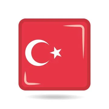 Square shape icon of the national flag of Turkey Vector illustration Stock Illustration