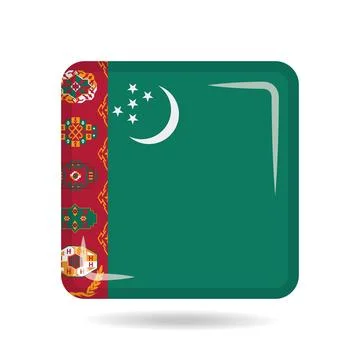 Square shape icon of the national flag of Turkmenistan Vector illustration Stock Illustration
