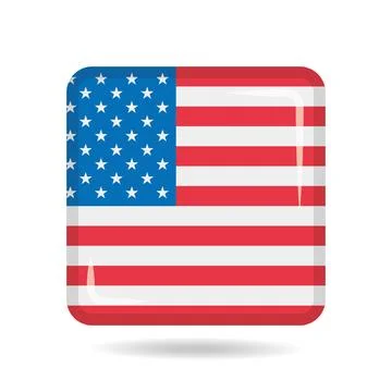 Square shape icon of the national flag of United States Vector illustration Stock Illustration