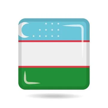 Square shape icon of the national flag of Uzbekistan Vector illustration Stock Illustration