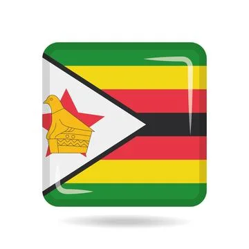 Square shape icon of the national flag of Zimbabwe Vector illustration Stock Illustration