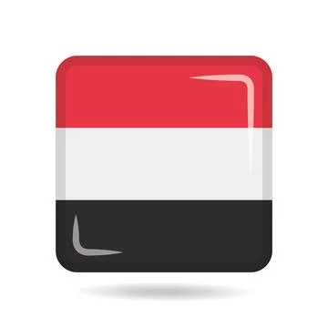 Square shape icon of the national flag of Yemen Vector illustration Stock Illustration