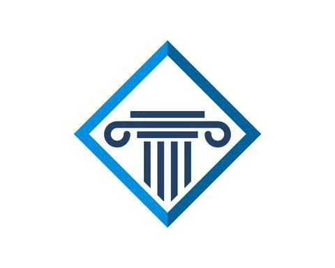 Square shape with law pillars inside Stock Illustration