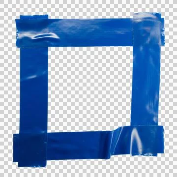 Square shape made of blue electrical tape on white background 스톡 사진