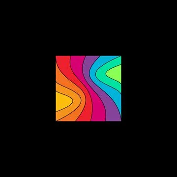 Square shape made of colored waves. Vector Stock Illustration