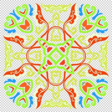 Square shape. Multi-colored pattern. Red, blue, green, yellow colors. Illustration