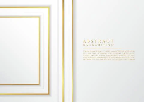Square shape overlap layer half space for content white and gold metallic sty Stock Illustration