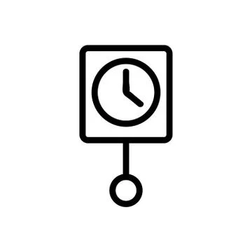 Square shape pendulum clock device icon vector outline illustration Stock Illustration