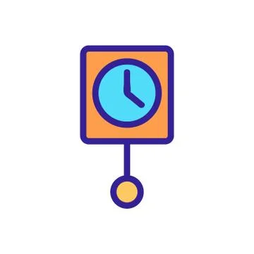 Square shape pendulum clock device icon vector outline illustration Stock Illustration