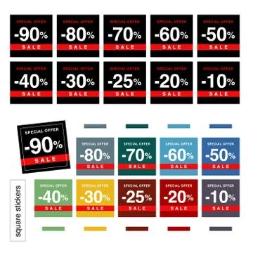Square shape sticker design with discount information. Sale 스톡 일러스트