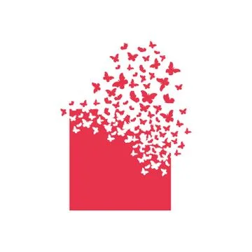 The square shape turns into a cloud of butterflies. Effect of destruction. Di イラスト素材