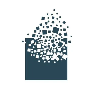 The square shape turns into a cloud of different sized squares Stock Illustration
