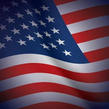 Square shape USA flag banner with gradient. United States of America waving flag Illustrazione stock