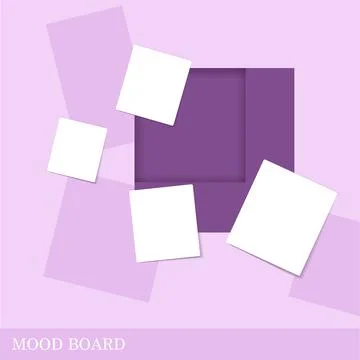 Square shape violet color mood board template Stock Illustration