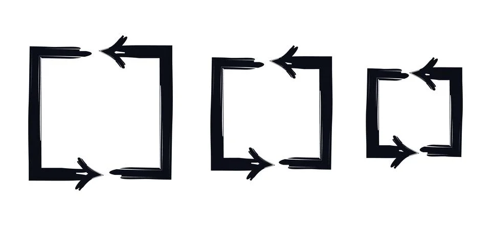 Square-shaped arrow paths pointing left bold thick stroke graphic element set Stock Illustration